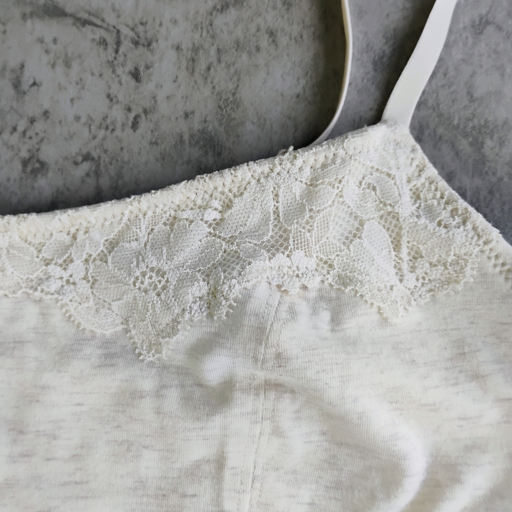 Superchill By Aerie Cotton Lace Corset Bra Top Womens Medium Heather Frost‎ Crop - Picture 6 of 10